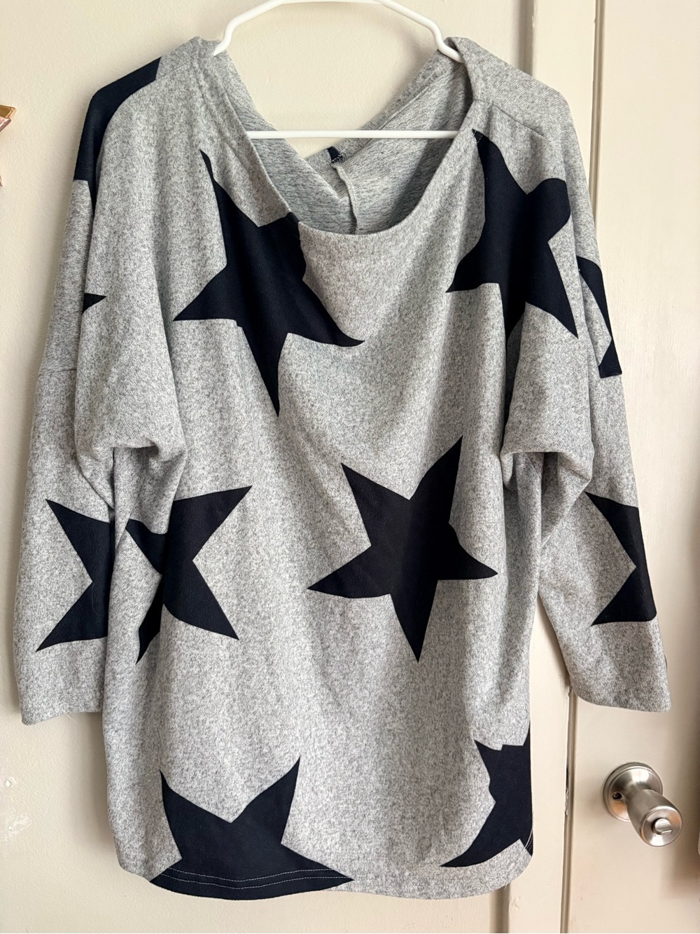 Grey Star-Print Pullover Sweater